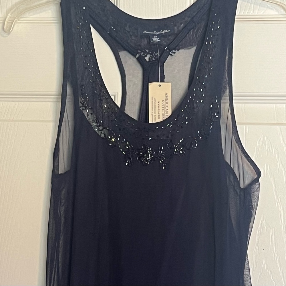 American Eagle NWT Layered Sheer Beaded Dress-Sleeveless-small